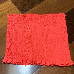 Coral color elastic shirring tube top
